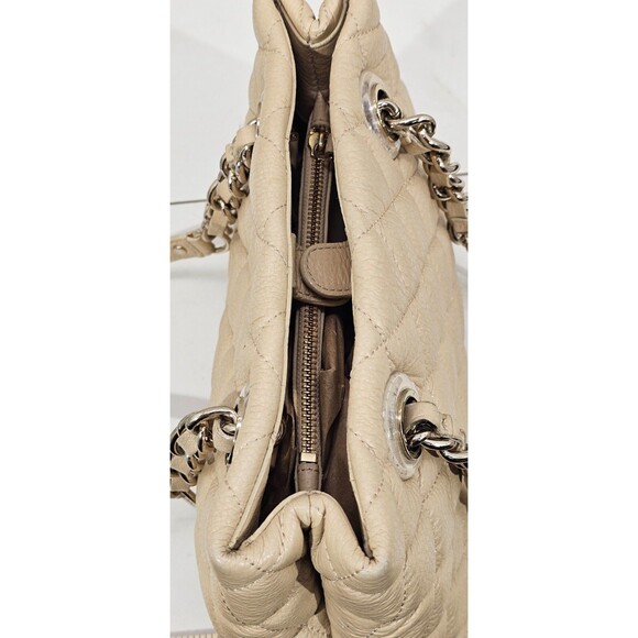 Kate Spade Purse Quilted Leather Chain Straps Gold Coast Maryanne Satchel Beige - Picture 3 of 16